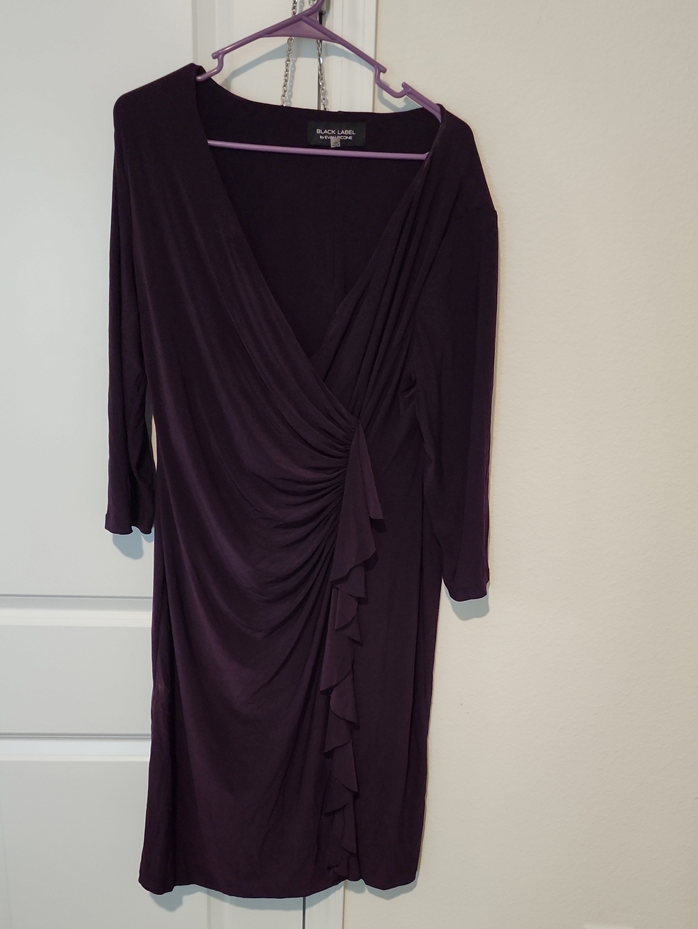 Black Label Plum Wrap-Style Long Sleeve Dress